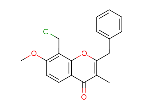 4H-1-Benzopyran-4-one,
8-(chloromethyl)-7-methoxy-3-methyl-2-(phenylmethyl)-