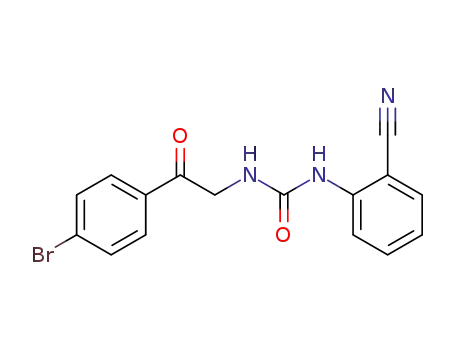 Molecular Structure of 603069-36-9 (1-[2-(4-bromo-phenyl)-2-oxo-ethyl]-3-(2-cyano-phenyl)-urea)