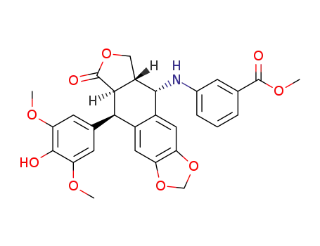 Molecular Structure of 127882-58-0 (4'-O-demethyl-4β-[3''-(methoxycarbonyl)anilino]-4-desoxypodophyllotoxin)