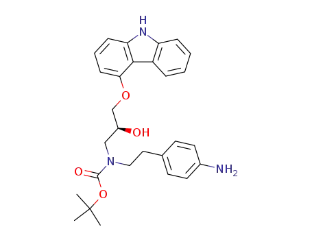 Molecular Structure of 391901-60-3 (tert-butyl 4-aminophenethyl[(2 S)-3-(9 H-carbazol-4-yloxy)-2-hydroxypropyl]carbamate)