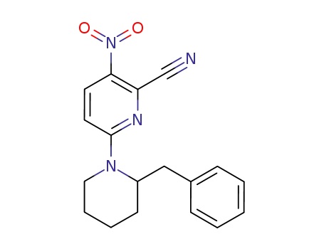Molecular Structure of 93683-77-3 (2-Benzyl-5'-nitro-3,4,5,6-tetrahydro-2H-[1,2']bipyridinyl-6'-carbonitrile)