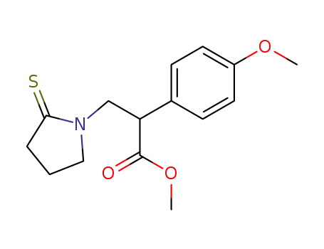 Molecular Structure of 73048-93-8 (methyl 2-(4-methoxyphenyl)-3-(2-thionopyrrolidin-1-yl)propionate)