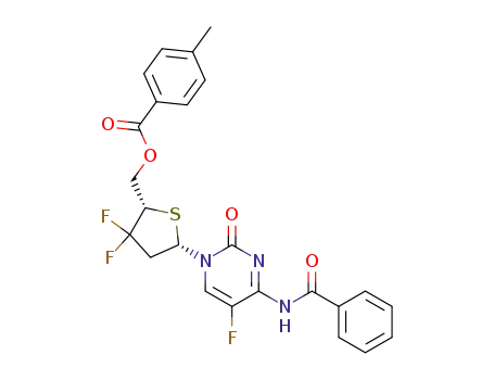 1-[2,3-dideoxy-3,3-difluoro-4-thio-5-O-toluoyl-β-L-ribofuranosyl]-N<sub>4</sub>-benzoyl-5-fluorocytosine