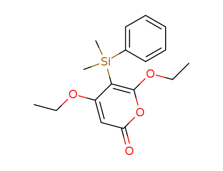 Molecular Structure of 130099-79-5 (5-(Dimethyl-phenyl-silanyl)-4,6-diethoxy-pyran-2-one)