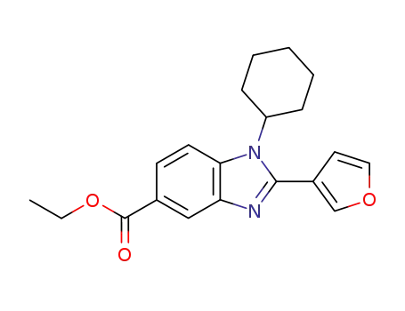 Molecular Structure of 871930-30-2 (1-cyclohexyl-2-(furan-3-yl)-1H-benzimidazole-5-carboxylic acid ethyl ester)