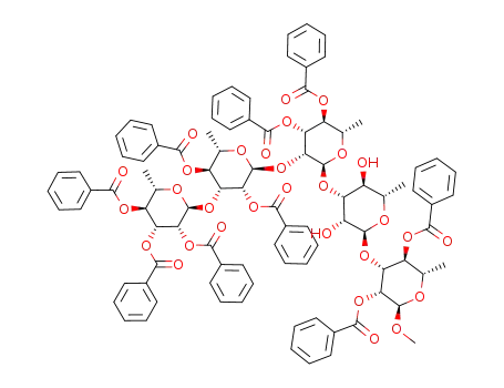 methyl 2,3,4-tri-O-benzoyl-α-L-rhamnopyranosyl-(1->3)-2,4-di-O-benzoyl-α-L-rhamnopyranosyl-(1->2)-3,4-di-O-benzoyl-α-L-rhamnopyranosyl-(1->3)-α-L-rhamnopyranosyl-(1->3)-2,4-di-O-benzoyl-α-L-rhamnopyranoside