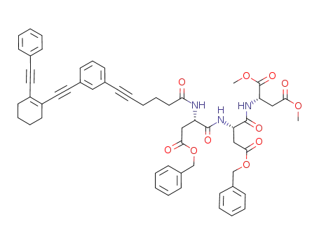 Molecular Structure of 871927-92-3 (2-[3-benzyloxycarbonyl-2-(3-benzyloxycarbonyl-2-{6-[3-(2-phenylethynyl-cyclohex-1-enylethynyl)-phenyl]-hex-5-ynoylamino}-propionylamino)propionylamino]-succinic acid dimethyl ester)