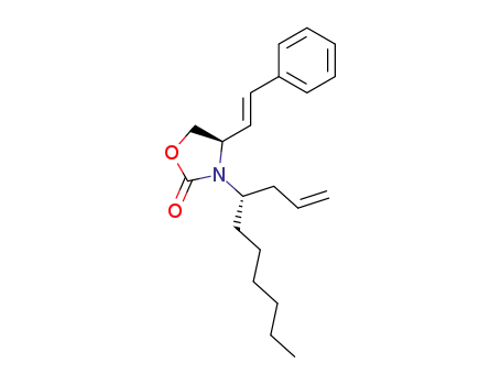 Molecular Structure of 505085-91-6 (2-Oxazolidinone,
4-[(1E)-2-phenylethenyl]-3-[(1S)-1-(2-propenyl)heptyl]-, (4R)-)