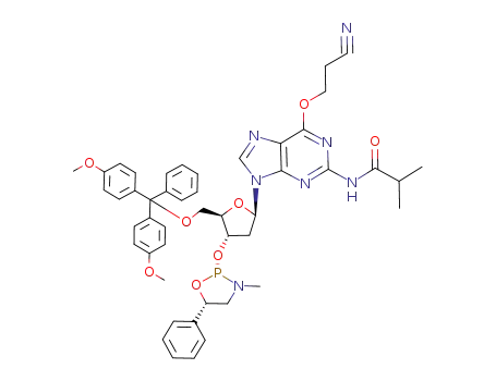 O<sup>6</sup>-(2-cyanoethyl)-N<sup>2</sup>-isobutyryl-5'-O-[bis(4-methoxyphenyl)(phenyl)methyl]-3'-O-[(2S,5S)-3-methyl-5-phenyl-1,3,2-oxazaphospholidin-2-yl]-2'-deoxyguanosine