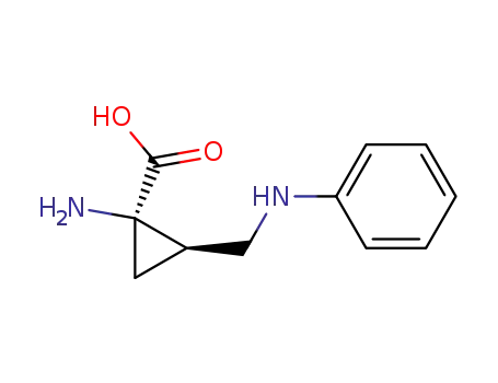 Molecular Structure of 244233-42-9 (Cyclopropanecarboxylic acid, 1-amino-2-[(phenylamino)methyl]-, (1R,2S)- (9CI))