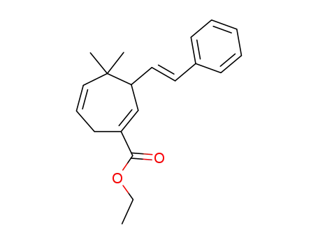 Molecular Structure of 134418-91-0 (ethyl 4,4-dimethyl-3-((E)-2-phenylethenyl)cyclohepta-1,5-diene-1-carboxylate)