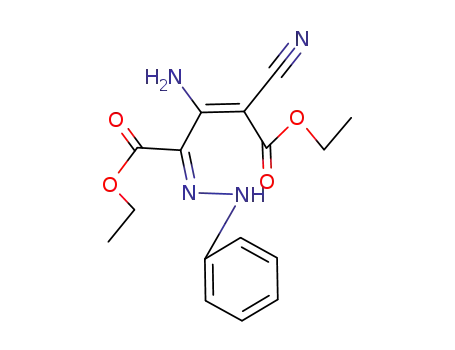 Molecular Structure of 82754-63-0 (2-Pentenedioic acid, 3-amino-2-cyano-4-(phenylhydrazono)-, diethyl
ester)