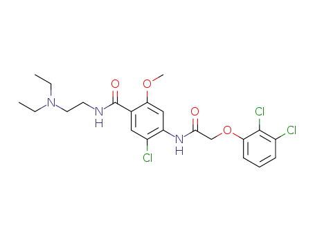 Molecular Structure of 85630-58-6 (5-Chloro-4-[2-(2,3-dichloro-phenoxy)-acetylamino]-N-(2-diethylamino-ethyl)-2-methoxy-benzamide)