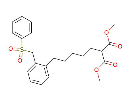 Molecular Structure of 88116-25-0 (Propanedioic acid, [5-[2-[(phenylsulfonyl)methyl]phenyl]pentyl]-, dimethyl
ester)