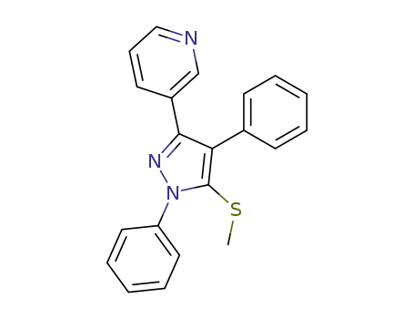 Molecular Structure of 871110-02-0 (3-(1,4-DIPHENYL-5-METHYLTHIO-1H-PYRAZOL-3-YL)PYRIDINE)