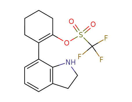 Molecular Structure of 890657-16-6 (Methanesulfonic acid, 1,1,1-trifluoro-, 2-(2,3-dihydro-1H-indol-7-yl)-1-cyclohexen-1-yl ester)