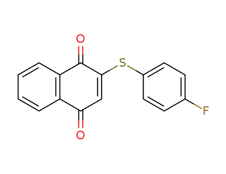 Molecular Structure of 89478-00-2 (1,4-Naphthalenedione, 2-[(4-fluorophenyl)thio]-)