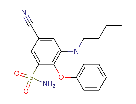 Molecular Structure of 62275-79-0 (Benzenesulfonamide, 3-(butylamino)-5-cyano-2-phenoxy-)