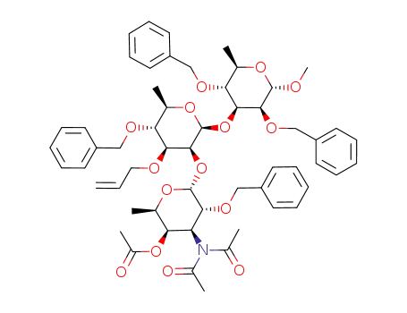 methyl (3,3-diacetamido-4-O-acetyl-2-O-benzyl-α-D-fucopyranosyl)-(1->2)-(3-O-allyl-4-O-benzyl-β-D-rhamnopyranosyl)-(1->3)-2,4-di-O-benzyl-α-D-rhamnopyranoside