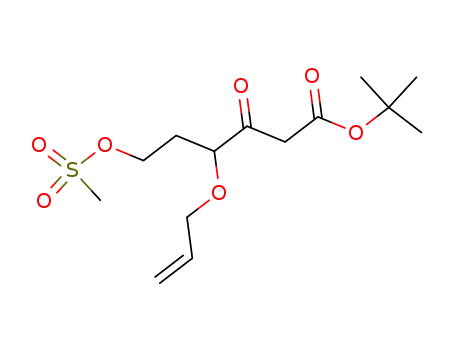 Molecular Structure of 524958-97-2 (Hexanoic acid, 6-[(methylsulfonyl)oxy]-3-oxo-4-(2-propenyloxy)-,
1,1-dimethylethyl ester)