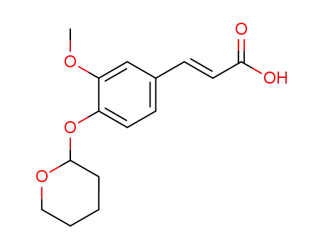 Molecular Structure of 145205-03-4 ((E)-3-<3-Methoxy-4-(tetrahydropyran-2-yloxy)phenyl>prop-2-enoic acid)