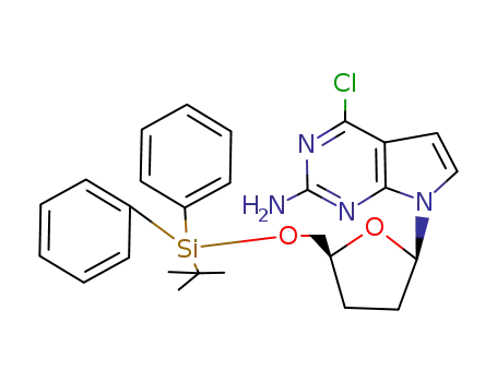 2-amino-4-chloro-7-<2,3-dideoxy-5-O-<(1,1-dimethylethyl)diphenylsilyl>-β-D-glycero-pentofuranosyl>-7H-pyrrolo<2,3-d>pyrimidine