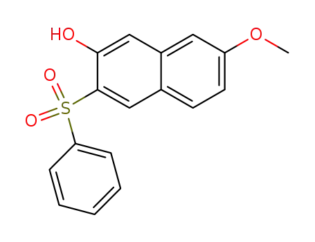 Molecular Structure of 574001-88-0 (2-Naphthalenol, 7-methoxy-3-(phenylsulfonyl)-)