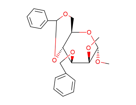 Molecular Structure of 64605-18-1 (methyl 3-O-benzyl-4,6-O-benzylidene-2-O-methyl-α-D-mannopyranoside)