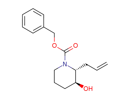 Molecular Structure of 244056-94-8 ((2R,3R)-rel-3-Hydroxy-2-(2-propenyl)-1-piperidinecarboxylic Acid Phenylmethyl Ester)