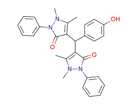 Molecular Structure of 80337-07-1 (3H-Pyrazol-3-one,
4,4'-[(4-hydroxyphenyl)methylene]bis[1,2-dihydro-1,5-dimethyl-2-phenyl-)