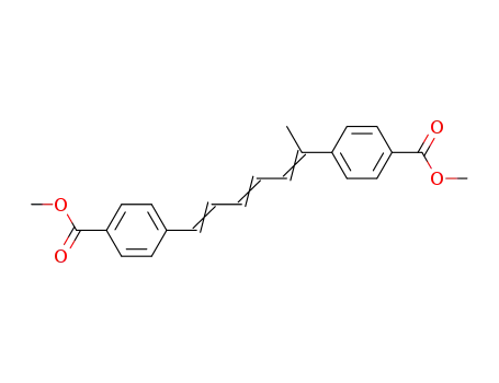 Molecular Structure of 89510-78-1 (Benzoic acid, 4,4'-(1-methyl-1,3,5-hexatriene-1,6-diyl)bis-, dimethyl
ester, (E,E,E)-)