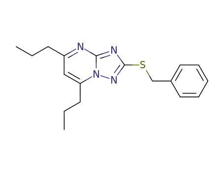 Molecular Structure of 64301-00-4 ([1,2,4]Triazolo[1,5-a]pyrimidine, 2-[(phenylmethyl)thio]-5,7-dipropyl-)