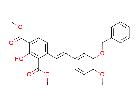 Molecular Structure of 66380-88-9 (1,3-Benzenedicarboxylic acid,
2-hydroxy-4-[2-[4-methoxy-3-(phenylmethoxy)phenyl]ethenyl]-, dimethyl
ester, (E)-)