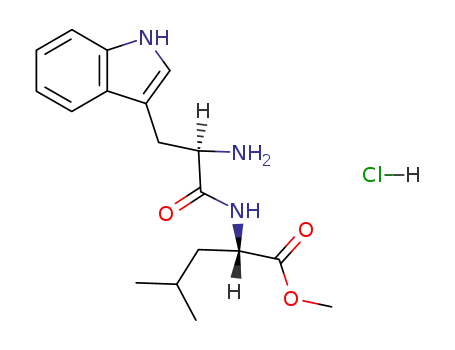 Molecular Structure of 68762-02-7 ((S)-2-[(R)-2-Amino-3-(1H-indol-3-yl)-propionylamino]-4-methyl-pentanoic acid methyl ester; hydrochloride)