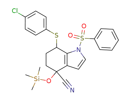 1-Benzenesulfonyl-7-(4-chloro-phenylsulfanyl)-4-trimethylsilanyloxy-4,5,6,7-tetrahydro-1H-indole-4-carbonitrile