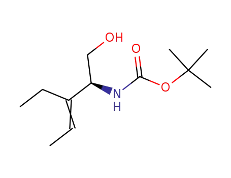 Molecular Structure of 595560-36-4 (Carbamic acid, [(1S)-2-ethyl-1-(hydroxymethyl)-2-butenyl]-,
1,1-dimethylethyl ester)