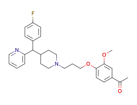 Molecular Structure of 131911-41-6 (1-[4-[3-[4-[(4-fluorophenyl)(2-pyridinyl)methyl]-1-piperidinyl]propoxy]-3-methoxyphenyl]ethanone)