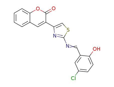 Molecular Structure of 848903-46-8 (2H-1-Benzopyran-2-one,
3-[2-[[(5-chloro-2-hydroxyphenyl)methylene]amino]-4-thiazolyl]-)