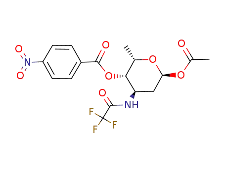 Molecular Structure of 67279-09-8 (1-O-acetyl-2,3,6-tridesoxy-4-O-p-nitrobenzoyl-3-trifluoroacetamido-α-L-xylo-hexopyranose)
