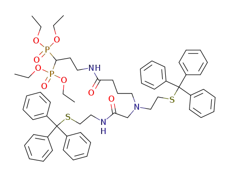 Molecular Structure of 848087-35-4 ([1-phosphono-3-[4-[[2-(tritylthio)ethyl][[2-(tritylthio)ethylcarbamoyl]methyl]amino]butyrylamino]propyl]phosphonic acid tetraethyl ester)