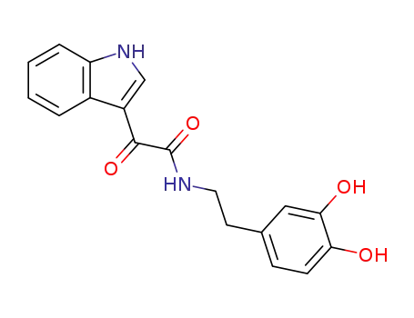 Molecular Structure of 119284-49-0 (1H-Indole-3-acetamide, N-[2-(3,4-dihydroxyphenyl)ethyl]-a-oxo-)