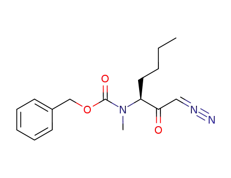 Molecular Structure of 922705-69-9 (Carbamic acid, N-[(1S)-1-(2-diazoacetyl)pentyl]-N-methyl-,phenylmethyl ester)