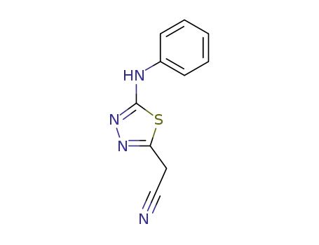 Molecular Structure of 111752-25-1 (1,3,4-Thiadiazole-2-acetonitrile, 5-(phenylamino)-)