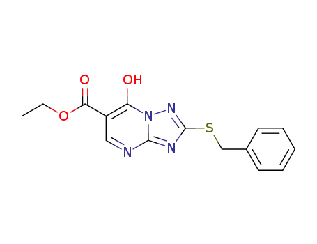 Molecular Structure of 51646-43-6 (2-BENZYLSULFANYL-7-HYDROXY-[1,2,4]TRIAZOLO[1,5-A]PYRIMIDINE-6-CARBOXYLIC ACID ETHYL ESTER)
