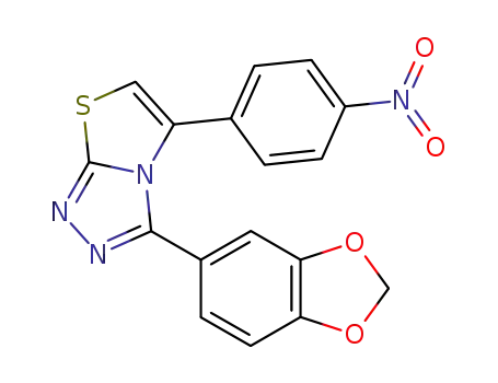 Molecular Structure of 140424-06-2 (Thiazolo[2,3-c]-1,2,4-triazole, 3-(1,3-benzodioxol-5-yl)-5-(4-nitrophenyl)-)