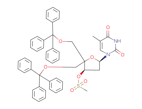 1-(2-deoxy-3-O-methanesulfonyl-5-O-triphenylmethyl-4-C-triphenylmethyloxymethyl-α-L-erythro-pentofuranosyl)thymine