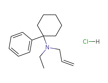 Molecular Structure of 91281-25-3 (N-ethyl-1-phenyl-N-prop-2-en-1-ylcyclohexanamine hydrochloride)