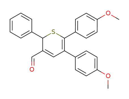 Molecular Structure of 112405-16-0 (2H-Thiopyran-3-carboxaldehyde, 5,6-bis(4-methoxyphenyl)-2-phenyl-)