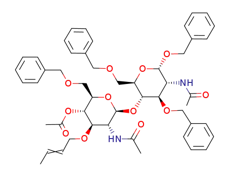 benzyl 2-acetamido-4-O-<2-acetamido-4-O-acetyl-6-O-benzyl-3-O-(2-butenyl)-2-deoxy-β-D-glucopyranosyl>-3,6-di-O-benzyl-2-deoxy-α-D-glucopyranoside