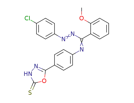 Molecular Structure of 122352-07-2 (5-(4-{[(1Z)-[(E)-(4-chlorophenyl)diazenyl](2-methoxyphenyl)methylidene]amino}phenyl)-1,3,4-oxadiazole-2(3H)-thione)